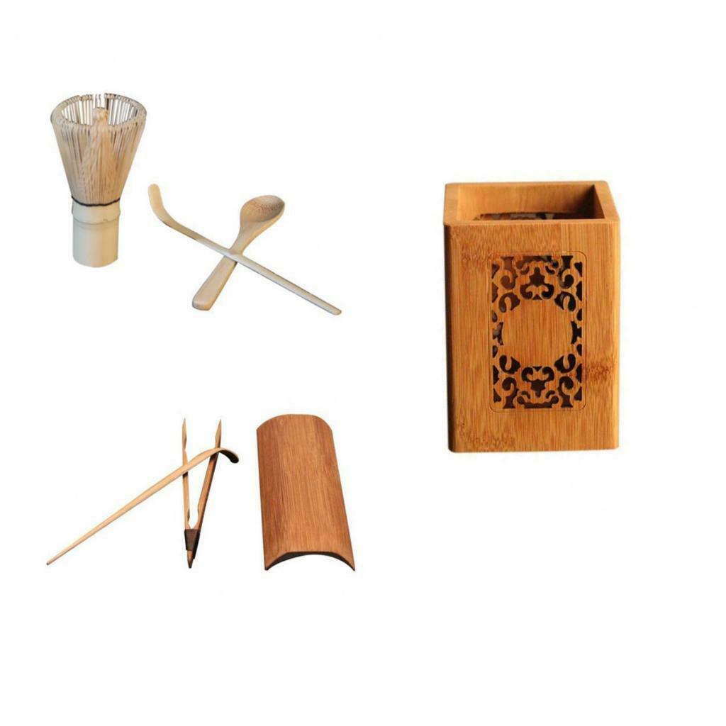 Pack Of Tea Accessories Bamboo Tea Spoon Scoop Matcha Whisk Storage Holder