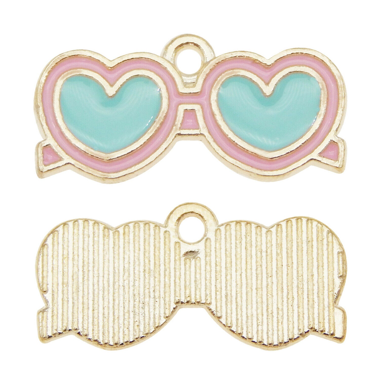 20pcs Enamel Charm Heart Glasses Bracelet Alloy Pendant Jewelry Crafting 21x10mm