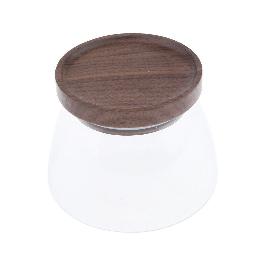 Food Storage Jar Canister with Walnut Wooden Lid for Tea Coffee Spice 500ML