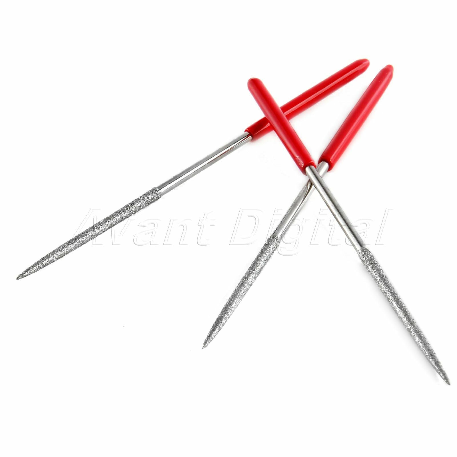 Jewelry Making Tool Steel Round Needle File 3mmx140mm W Diamond Coating Kit