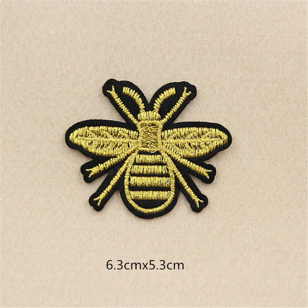 golden bee embroidery iron/sew on patch applique hat bag badge motif .l8