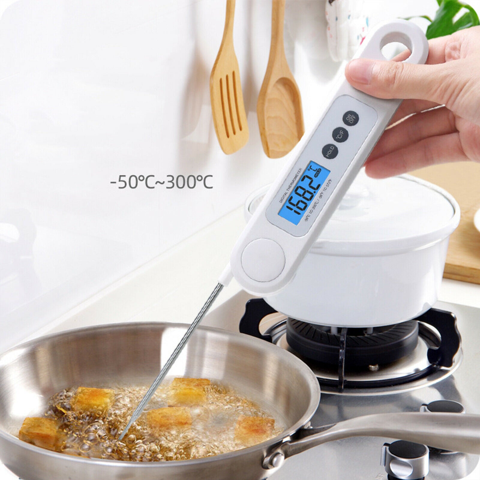 Instant Read Digital Food Thermometer Folding Probe Cooking Meat Milk Tool