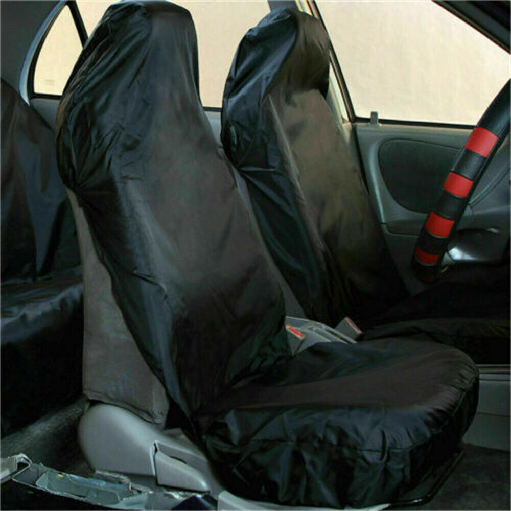 2X Universal Front Car/Van Seat Covers Protectors Black Waterproof Heavy Duty US