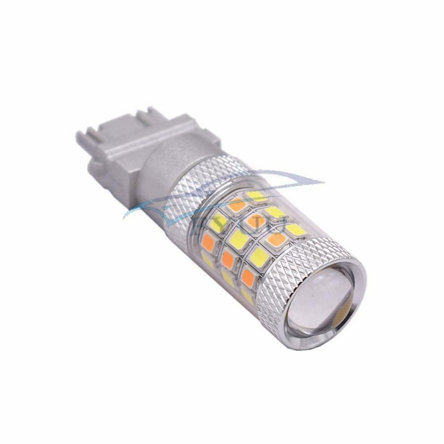 2x3157 T25 2835 SMD Turn Signal LED Light Bulb Dual Color White/Amber Switchback