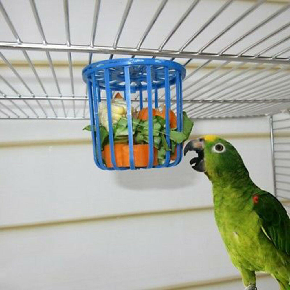 2x Bird Parrot Feeder Cage Fruit Vegetable HolderCage Hanging Basket Conta.l8