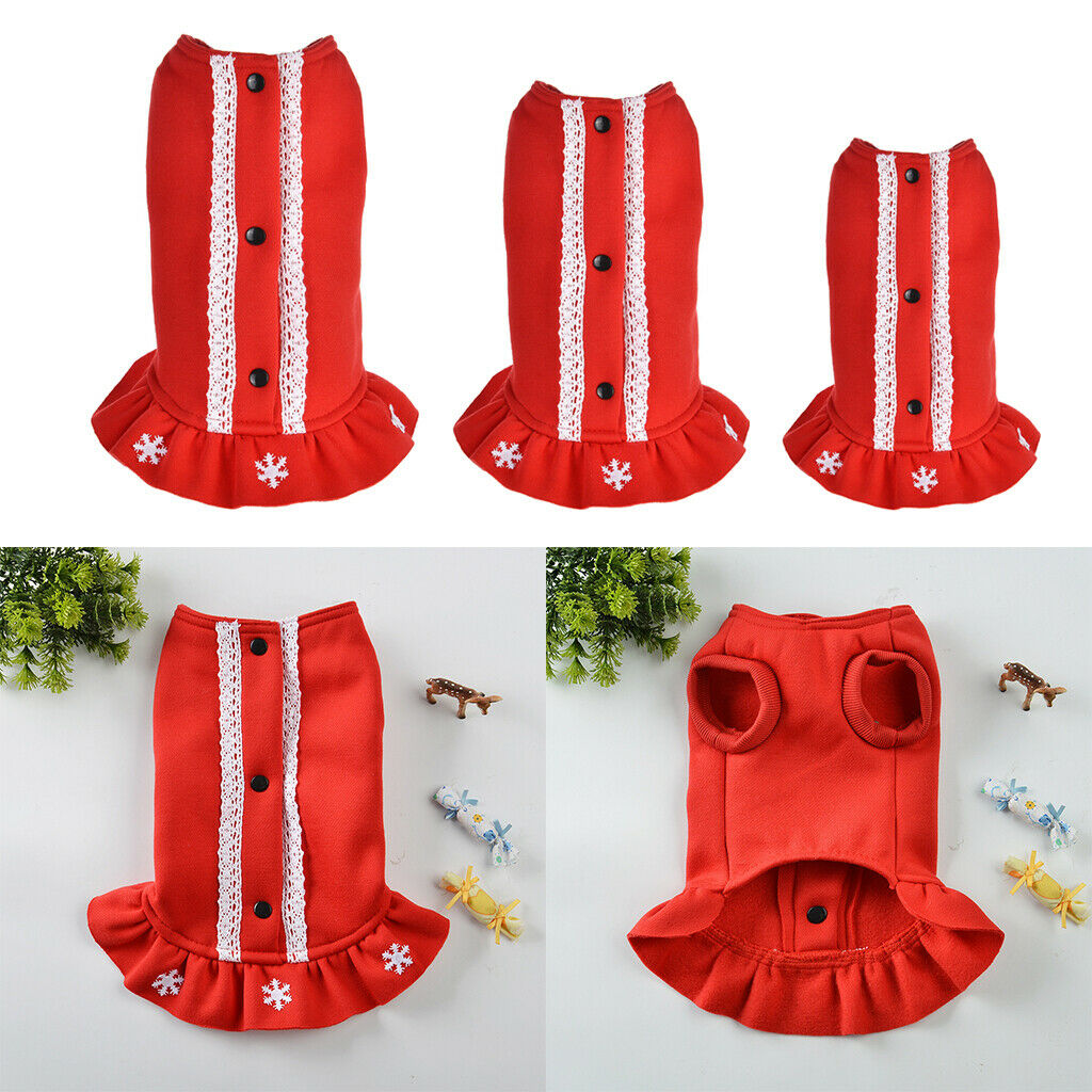Snow Flake Pattern Puppy Warm Jacket Dogs Costume Teddy Dress Clothing Red S