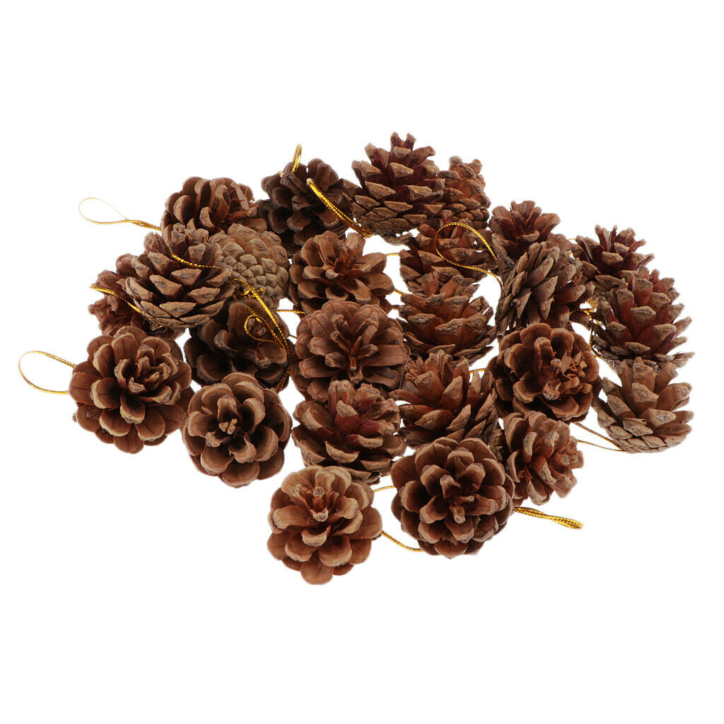 36pcs Suntan Pine Cone Crafts Charms For Christmas Tree Home Hanging Decor