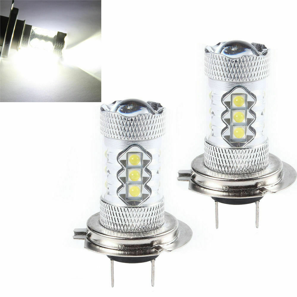 2pcs Car H7 80W LED Fog Tail Driving Front Head Light Lamp Bulb White Bright