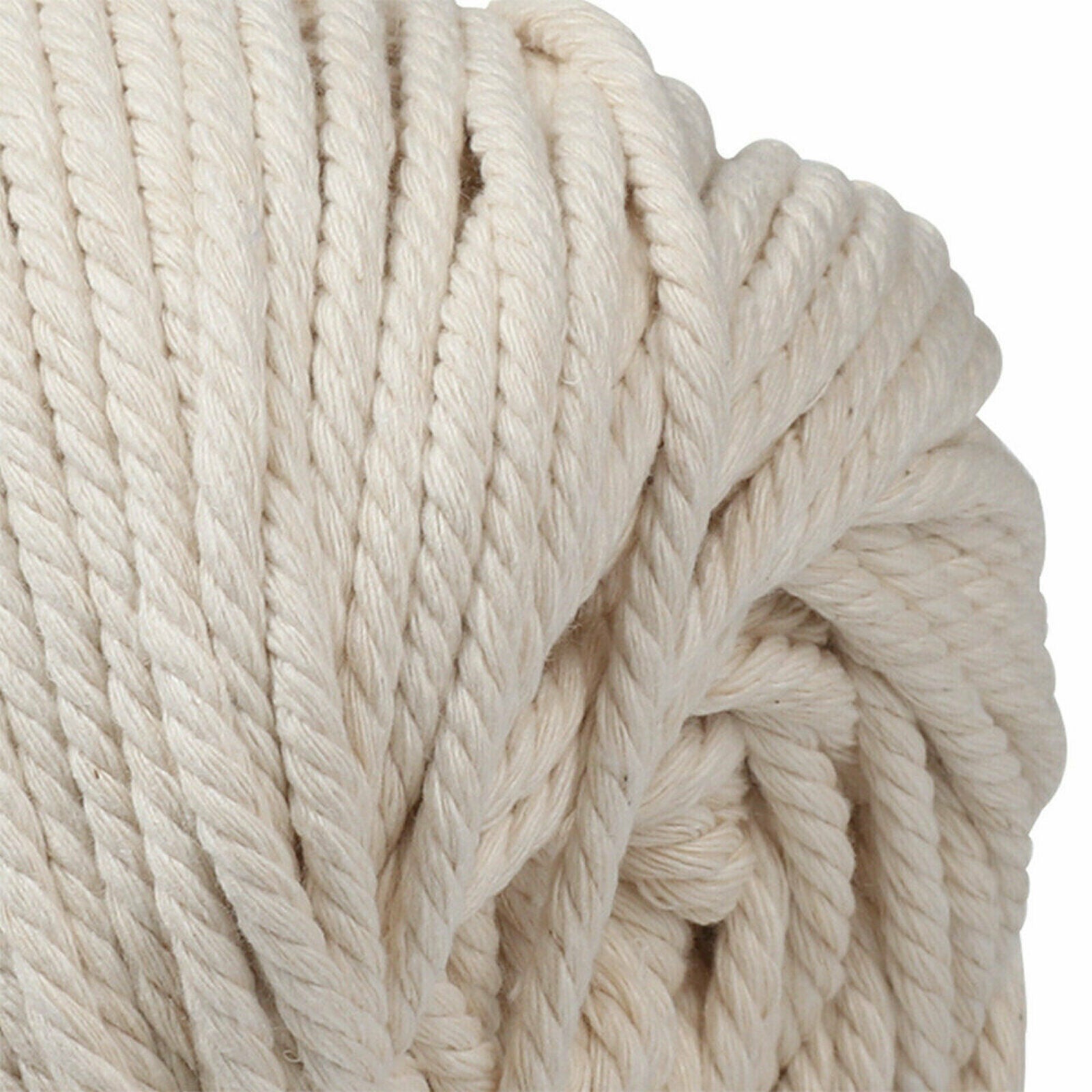 65m 5mm Natural Beige Cotton Macrame Twisted Artisan String Thread Cord Rope