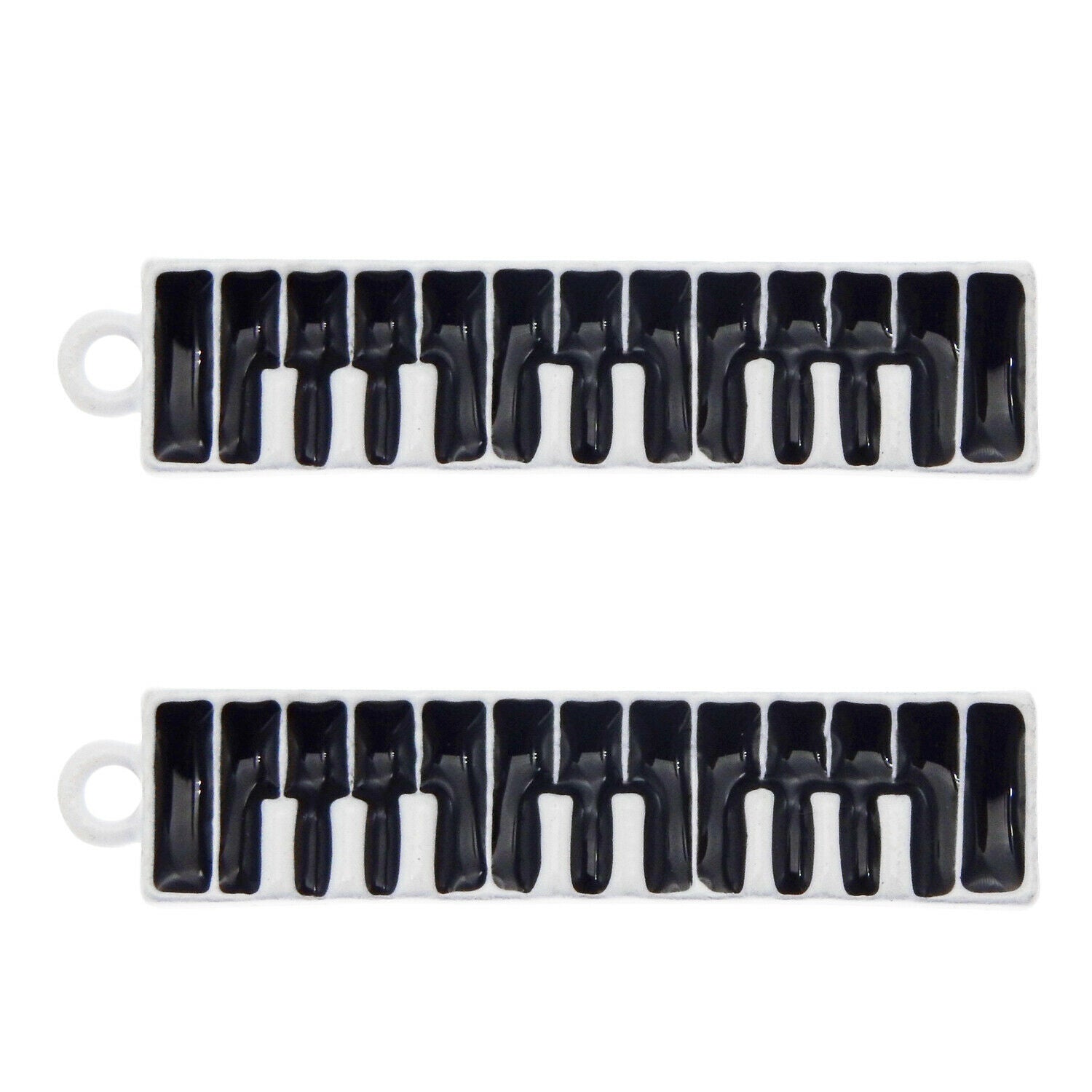 16 pcs Piano Keys Enamel Charm Alloy Drop Dangle For Earrings Pendants 32*7mm
