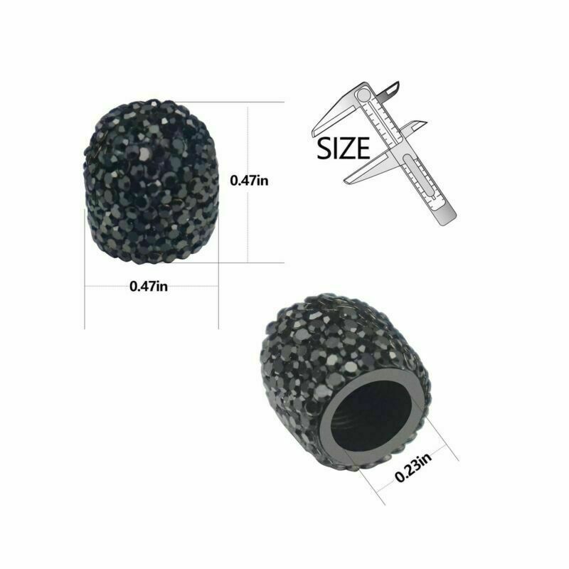 Bling Valve Stem Caps Black Sparkling Handmade Crystal Rhinestone Universal Car