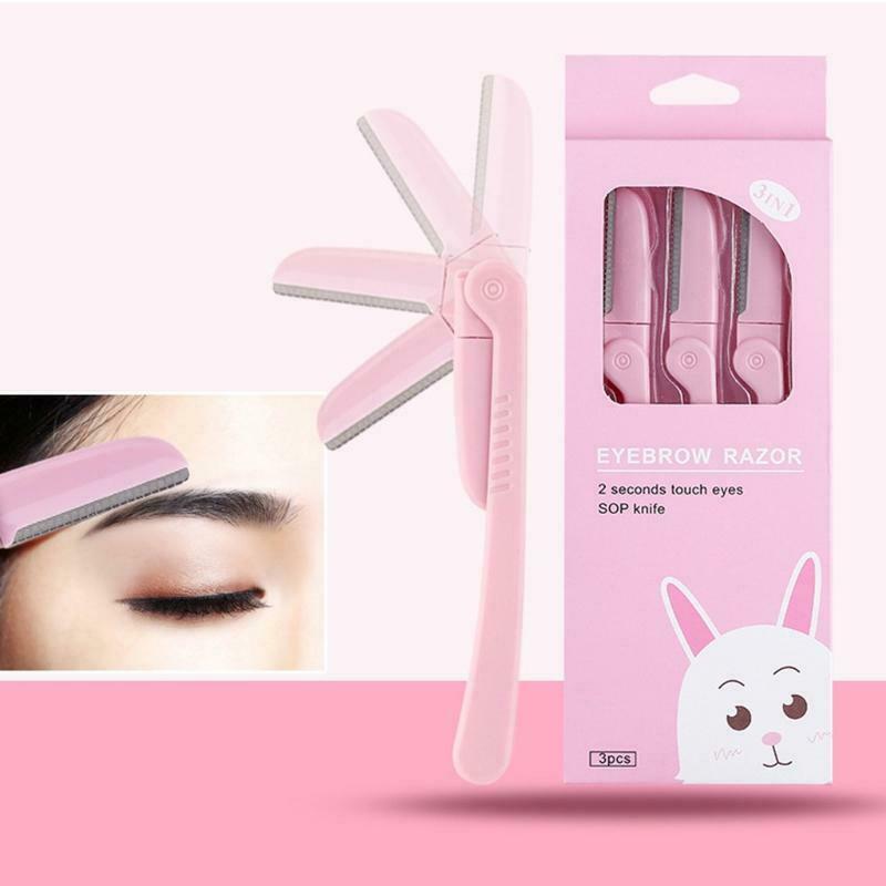 3pcs Stainless Steel Eyebrow Razor Facial Hair Remover Trimmer Grooming Shaver