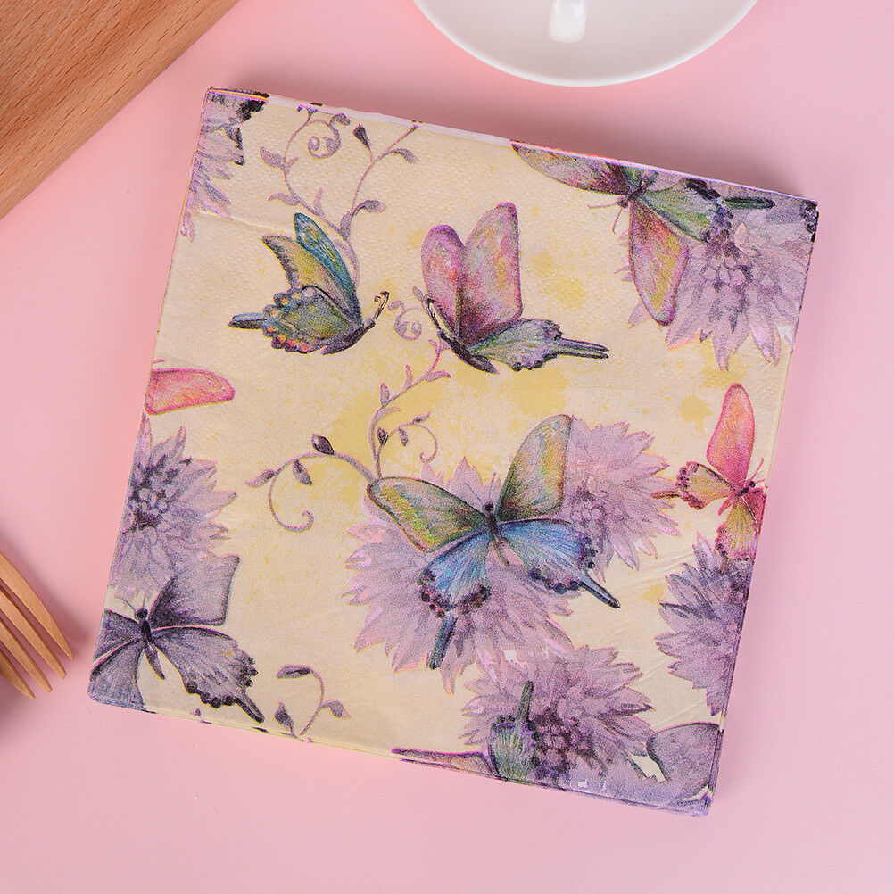 20pcs Butterfly Pattern Decoupage Napkin Paper Tissue for Xmas Wedding Deco SJ