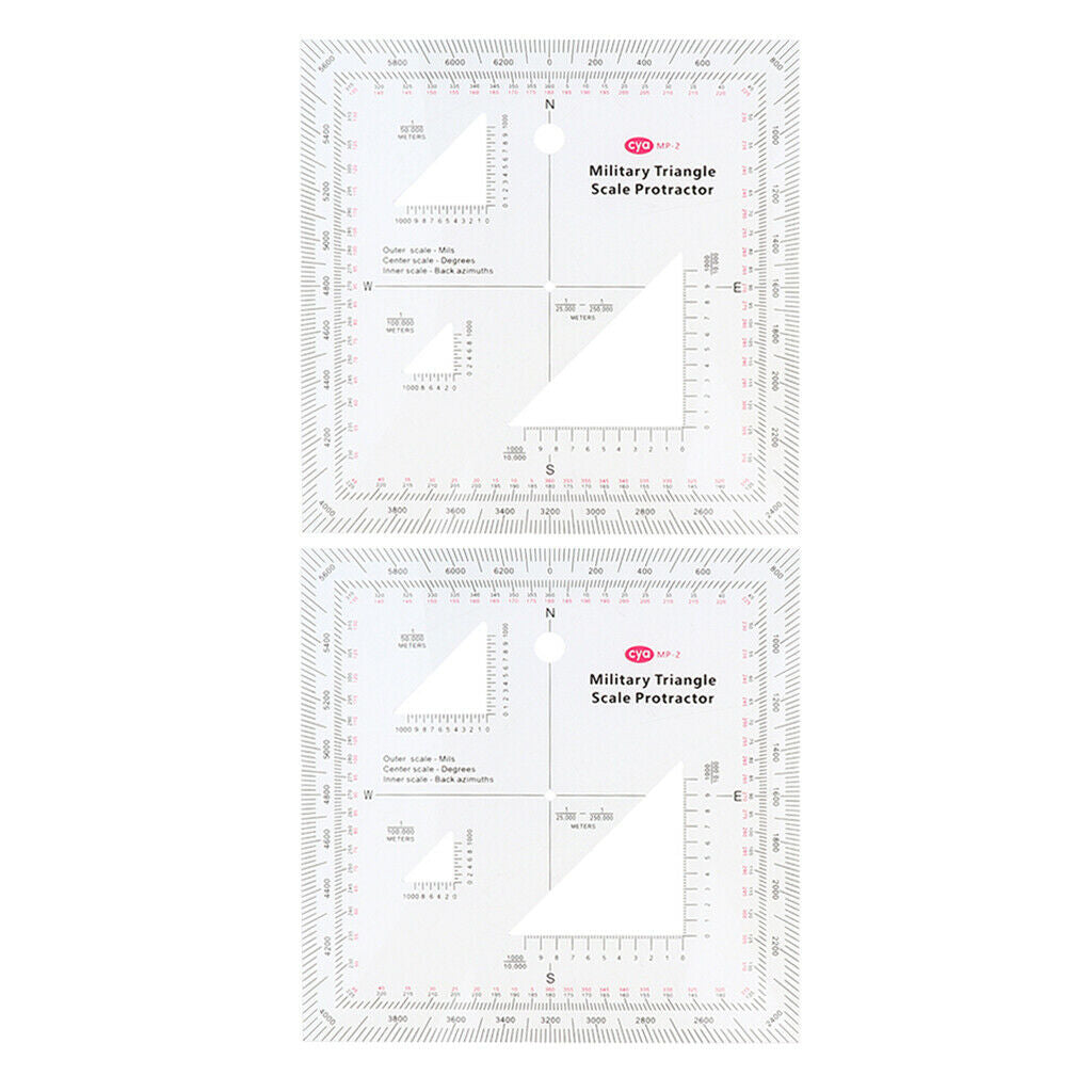2x Acrylic Kids Triangle Scale Protractor Topographic Map Reading Ruler Toys