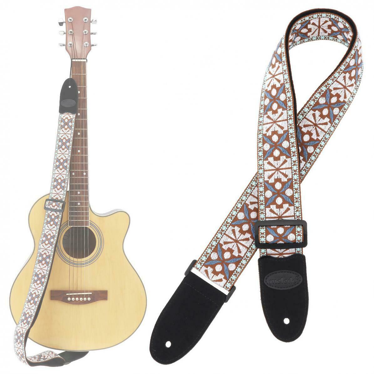 Fabric Pattern Guitar Strap Flowers Pattern for Acoustic Electric Guitar Bass