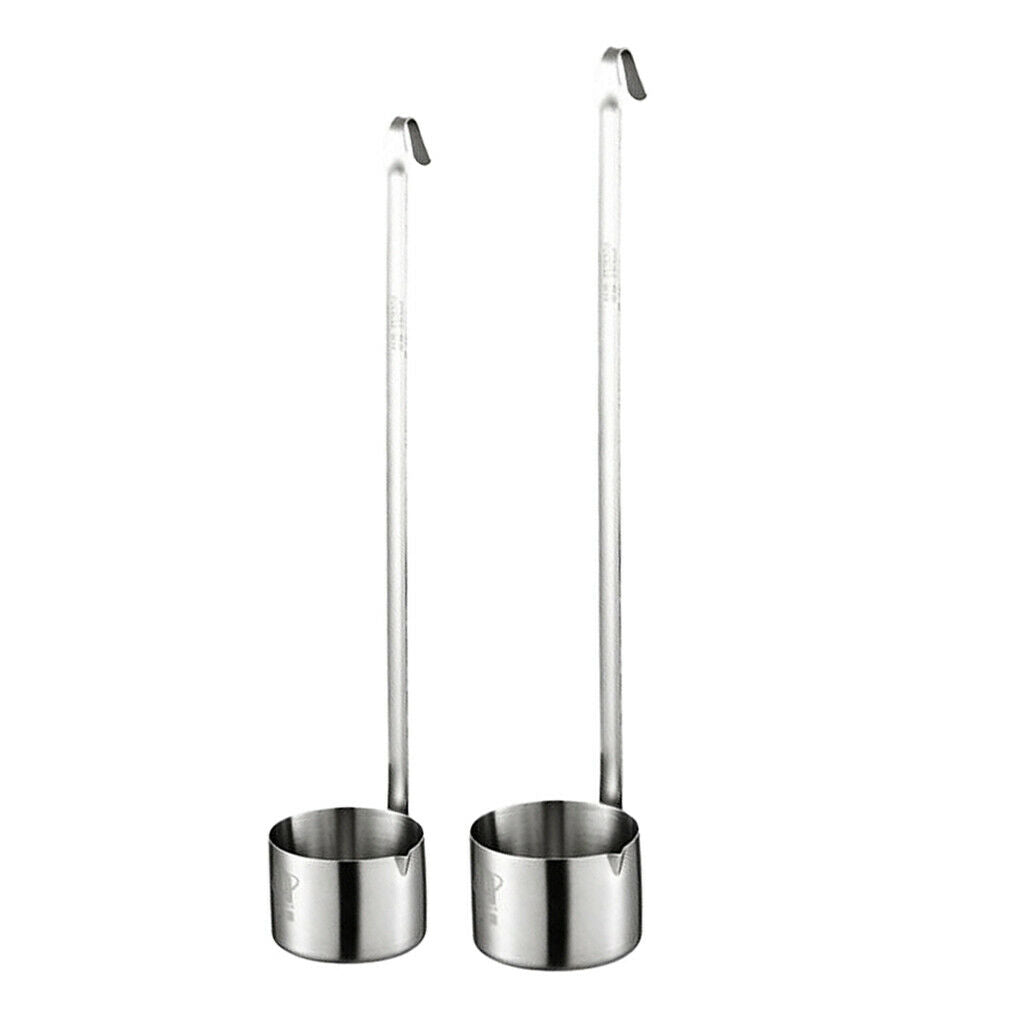 2pcs Stainless Steel Wine Dipper Pouring Spoon Hanging Hook Kitchen Tools