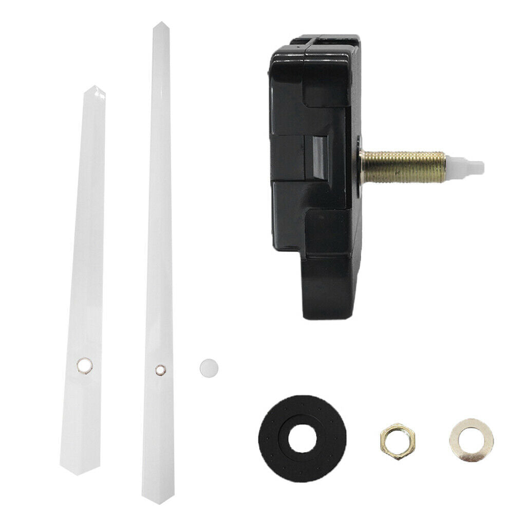 Quartz Wall Clock Mechanism Movement DIY Repair Parts Kit Long White Hands