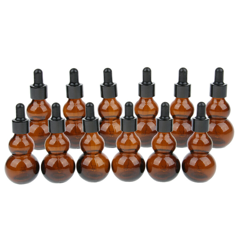 12pcs Amber Glass Bottle - 30ml Essential Oil Dropper Bottles - Refillable Empty