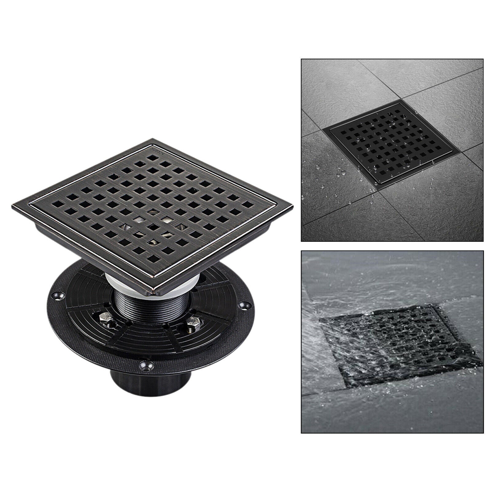 15cm Square Shower Floor Drain Removable Cover Grid Grate Bathroom Balcony