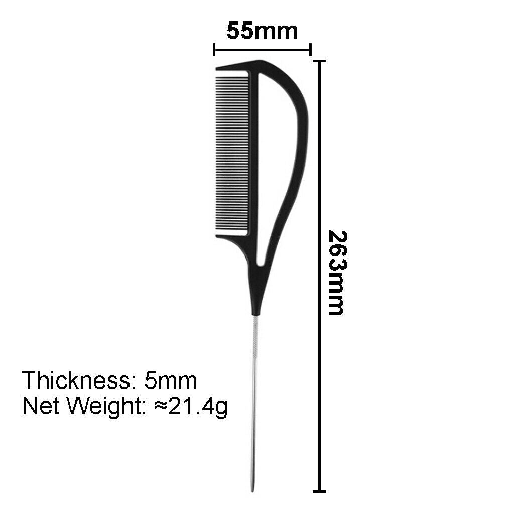 Hairdresser Barber Pin Tail Comb For Styling Hairdressing Weaving Black