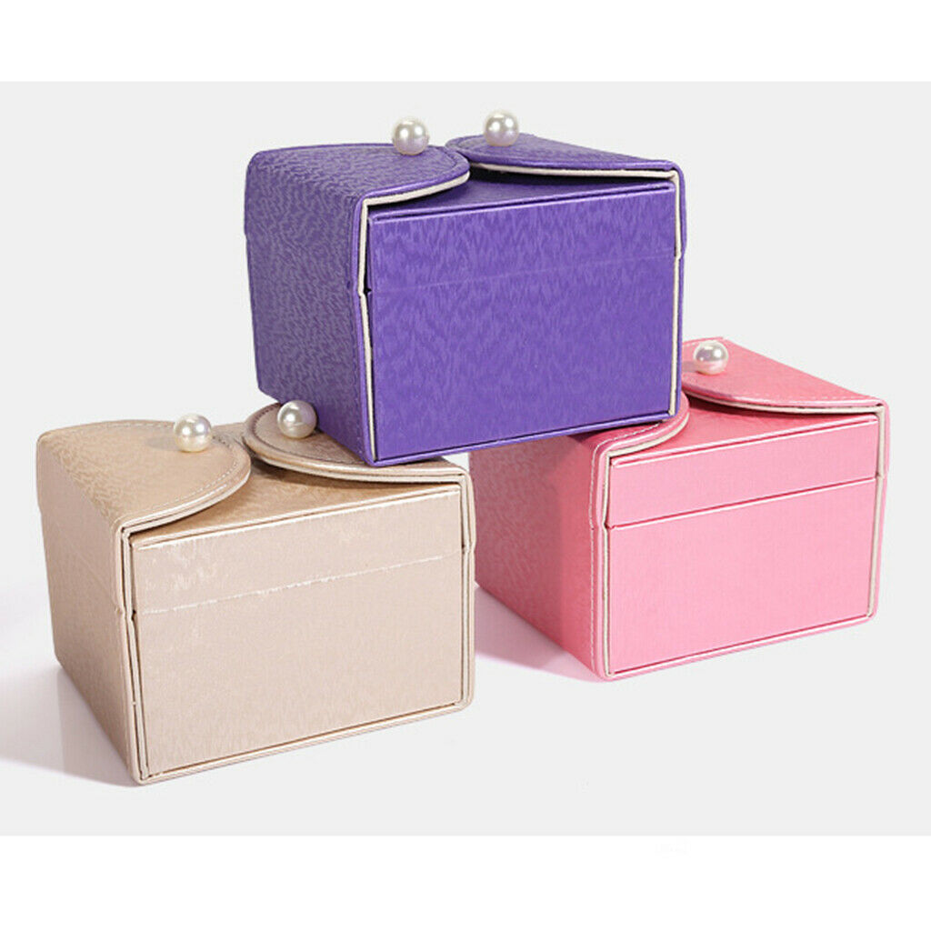 Portable Jewel Organizer Box PU Travel Bag Carry on for Toiletries Purple