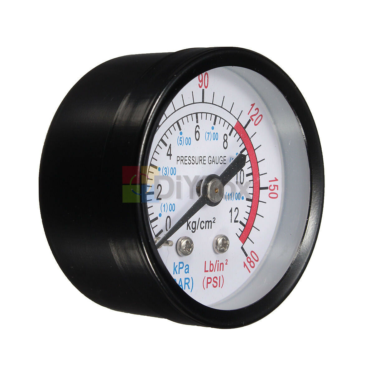 1/4'' BSP Thread Bar Air Pressure Gauge 0-180PSI 0-12Kpa Compressor Iron Case