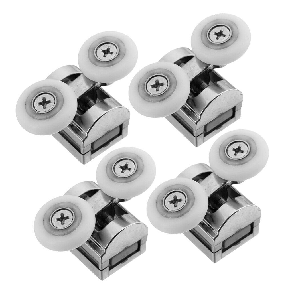 4pcs Shower Door Rollers Bathroom Upper Top Sliding Double Wheels 23mm