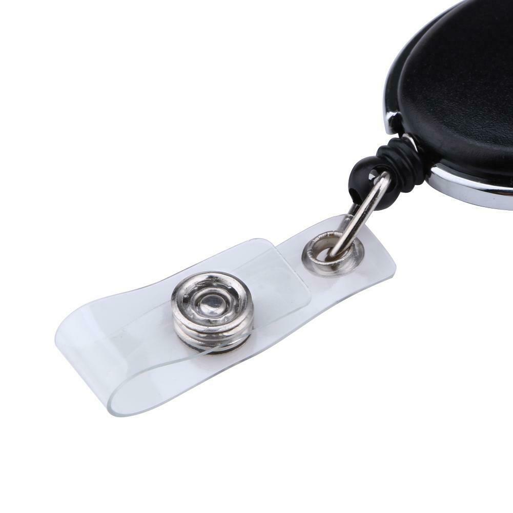 2X Black Retractable Pull Key Ring Chain Reel ID Lanyard Name Tag Card Hold @