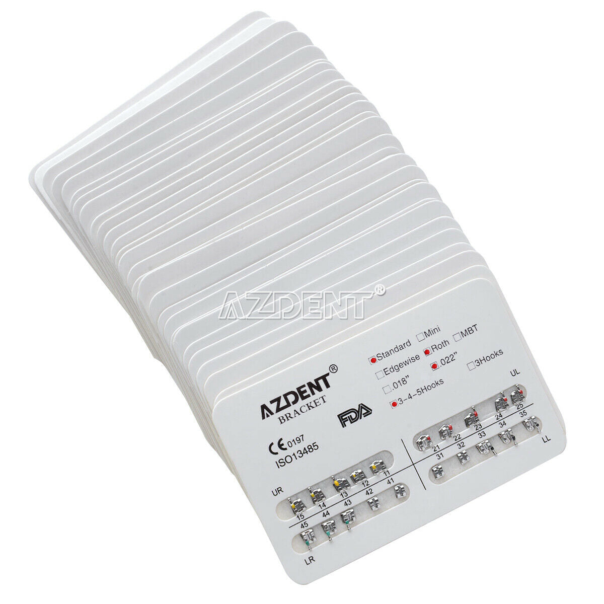 20 X Dental Orthodontic Brackets Standard Roth Slot.022 Hooks 3-4-5 AZDENT