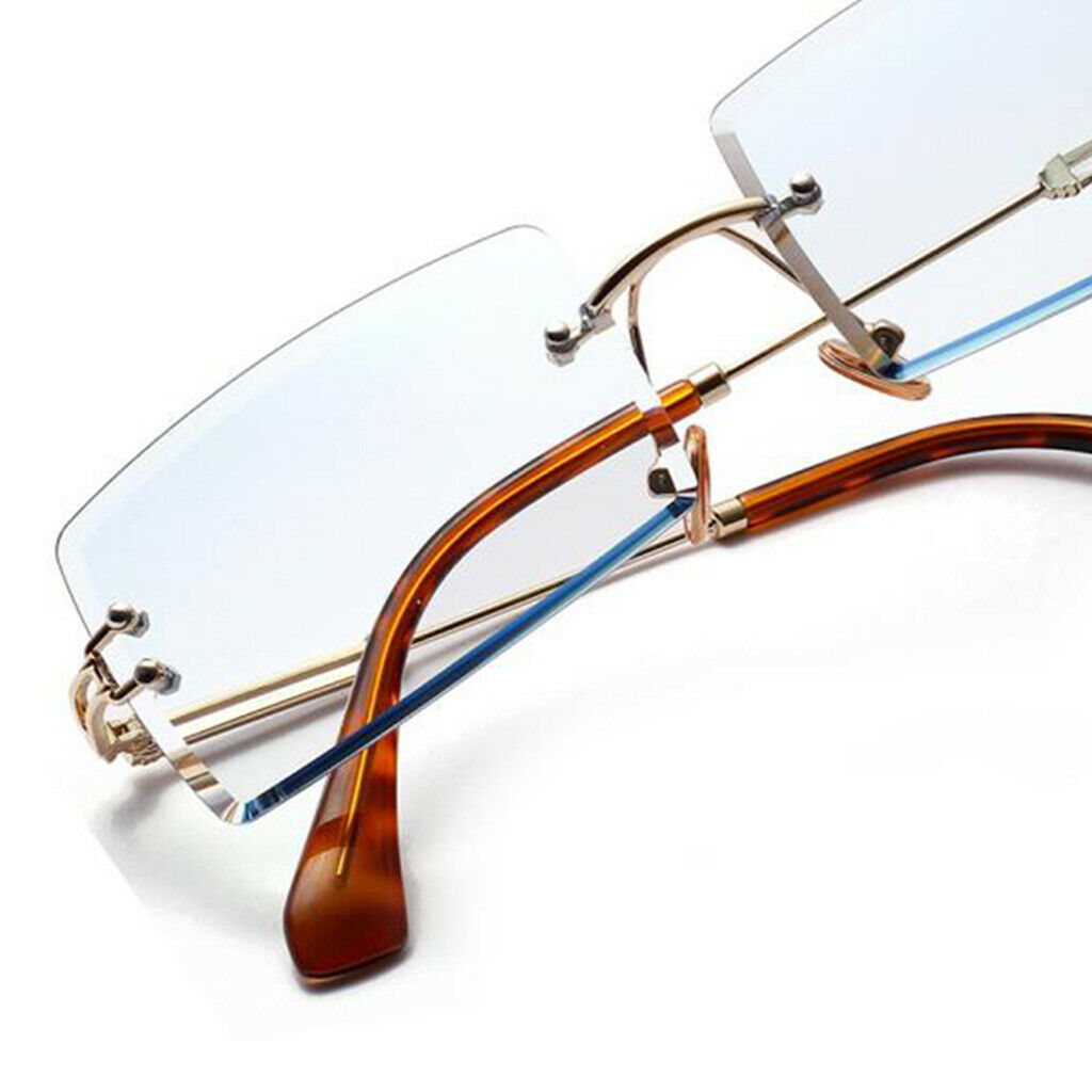 3 Pairs Rimless Sunglasses Designer Tinted Lens Metal Frame Eyewear Anti-UV