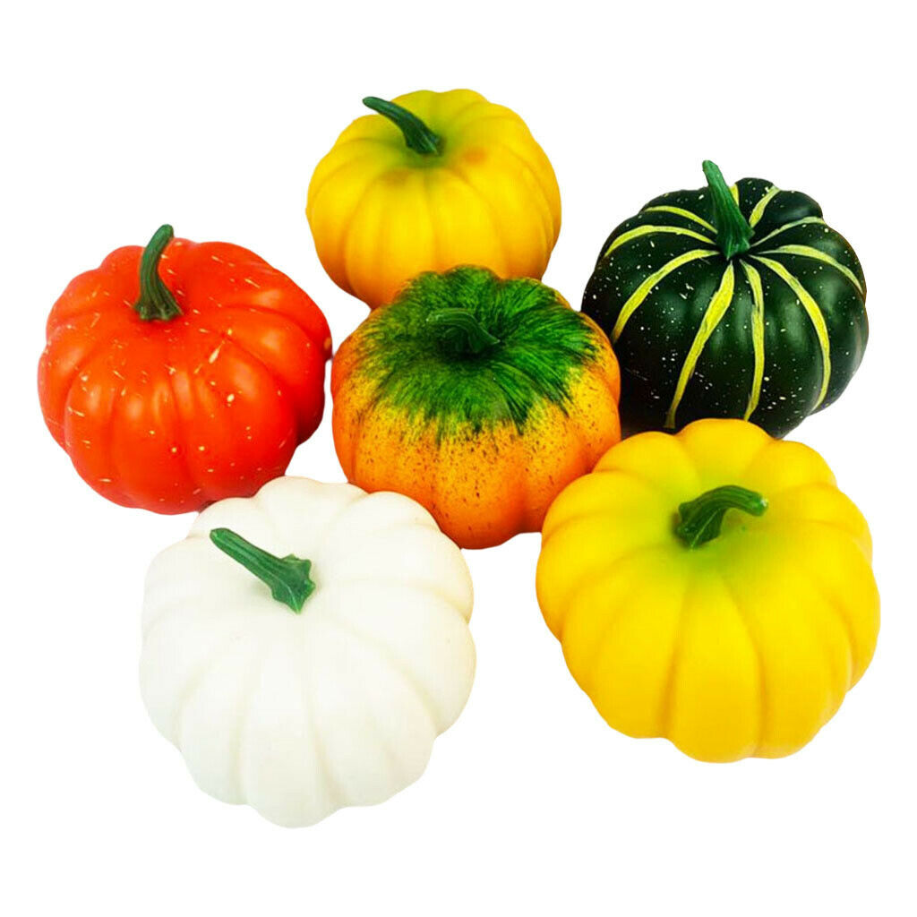 6x Artificial Pumpkins Foam Crafts Fall Seasonal Halloween Accent Wedding