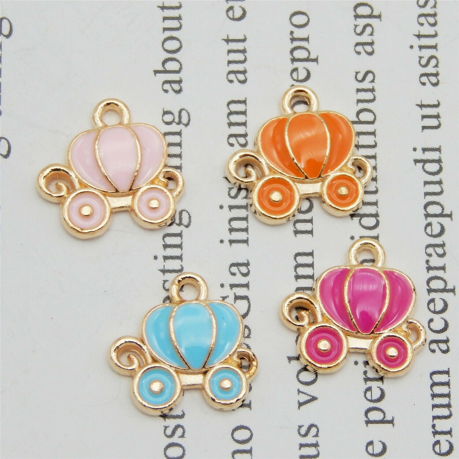 20-pack Assorted Enamel Metal Pumpkin Car Charm Pendant Earring Dangle 13x12mm