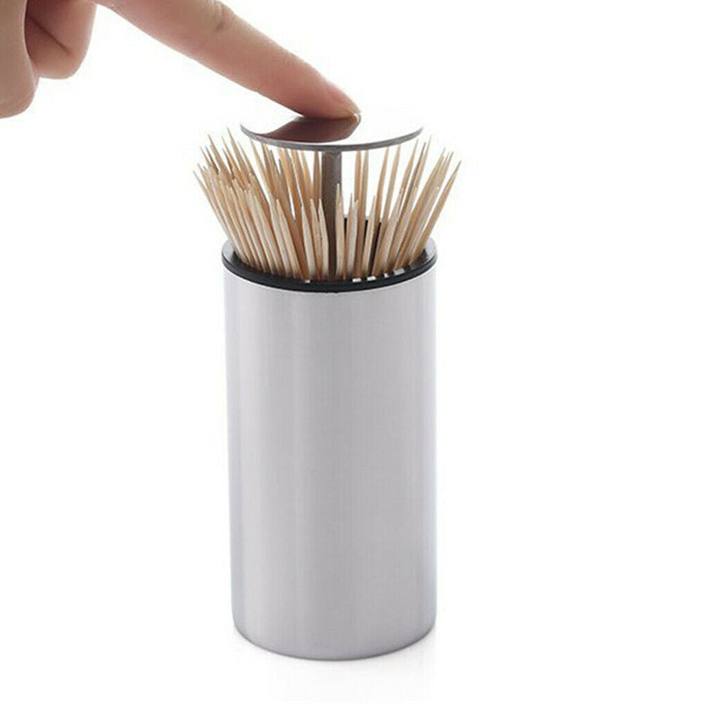 Portable Automatic Stainless Steel Toothpick Dispenser Holder Organizer