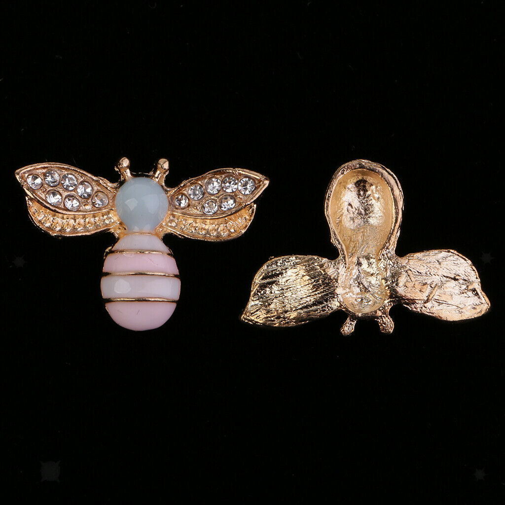 5Pcs Cute Bee Metal Rhinestone Buttons Embellishments DIY Phone Case Decor 25mm
