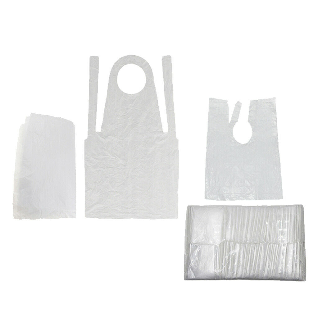 200pcs Clear Plastic Disposable Unisex Hair Cutting Cape Aprons Waterproof