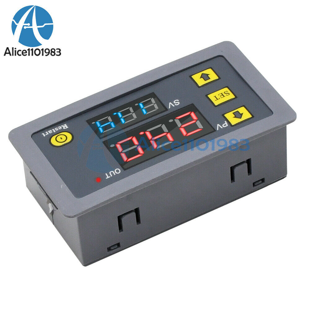 DC 12V AC 110-220V LED Dual Display Cycle Timing Delay Relay Module 0-999 Hours