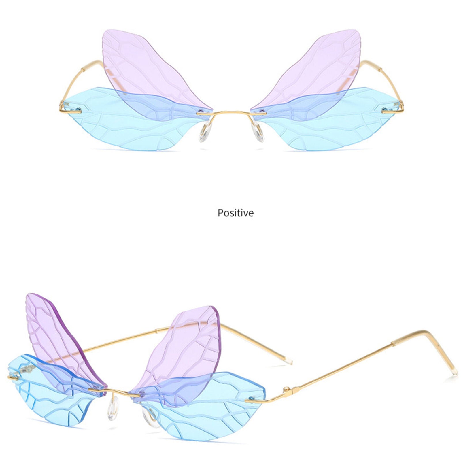 Fashion Rimless Sunglasses Women Eyewear Dragonfly Clear Lens Steampunk Glasses