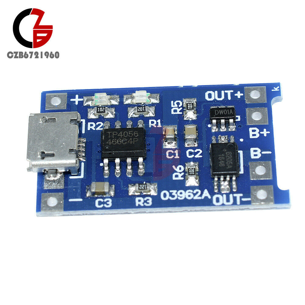 5PCS USB 5V 1A 18650 Lithium Battery Charger Board with Protection Module TP4056