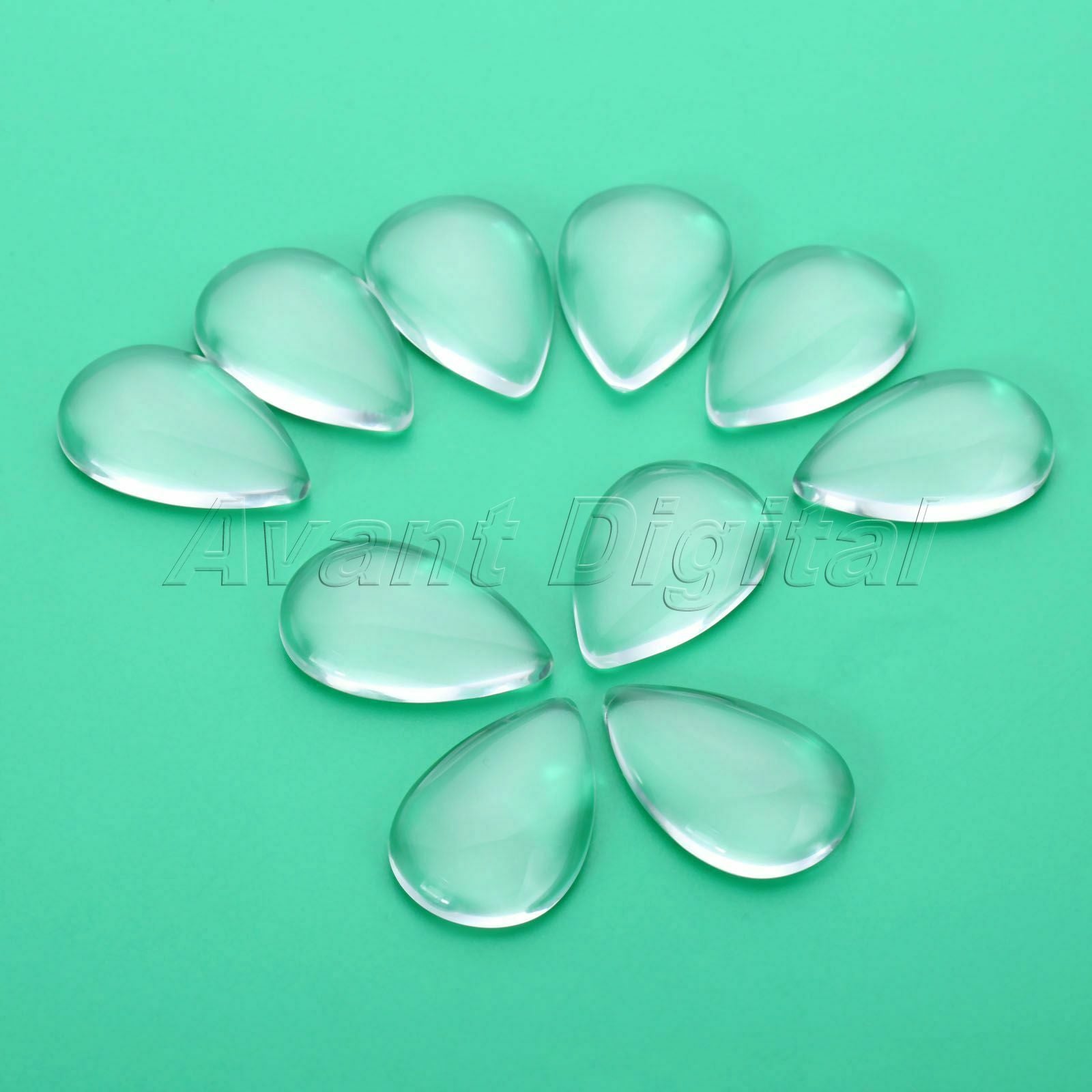 10pcs Teardrop Glass Cabochon Transparent Flatback Crystal Scrapbooking Beads