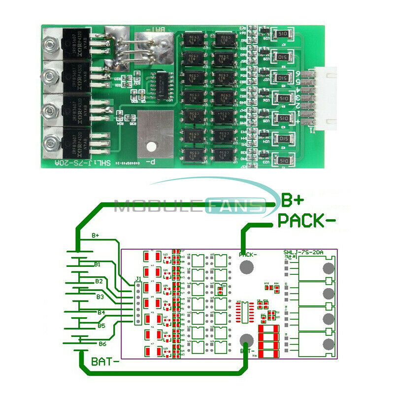 2PCS 4V 20A 7S Cells 2 W/Balancing Li-ion Lithium Battery BMS Protection Board