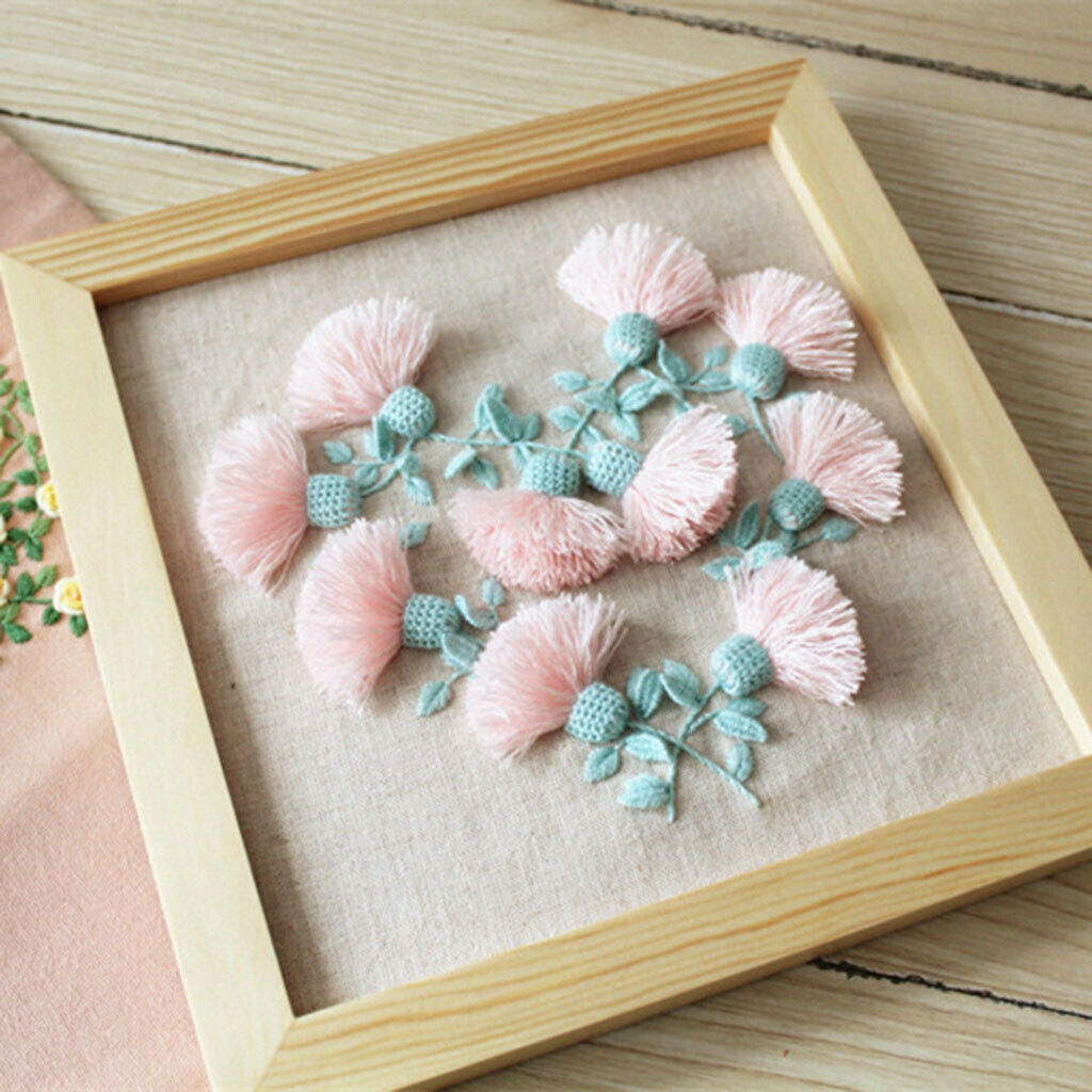 Handmade Embroidery Starter Kit with Pink Flower Pattern Needlework Crafts