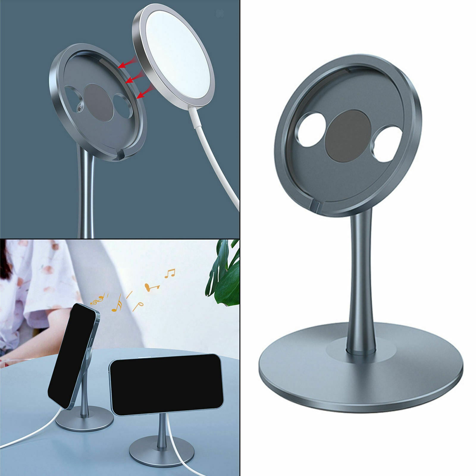 Desktop Wireless Charger Smartphone Holder Magnetic Stand Clamp for iphone12