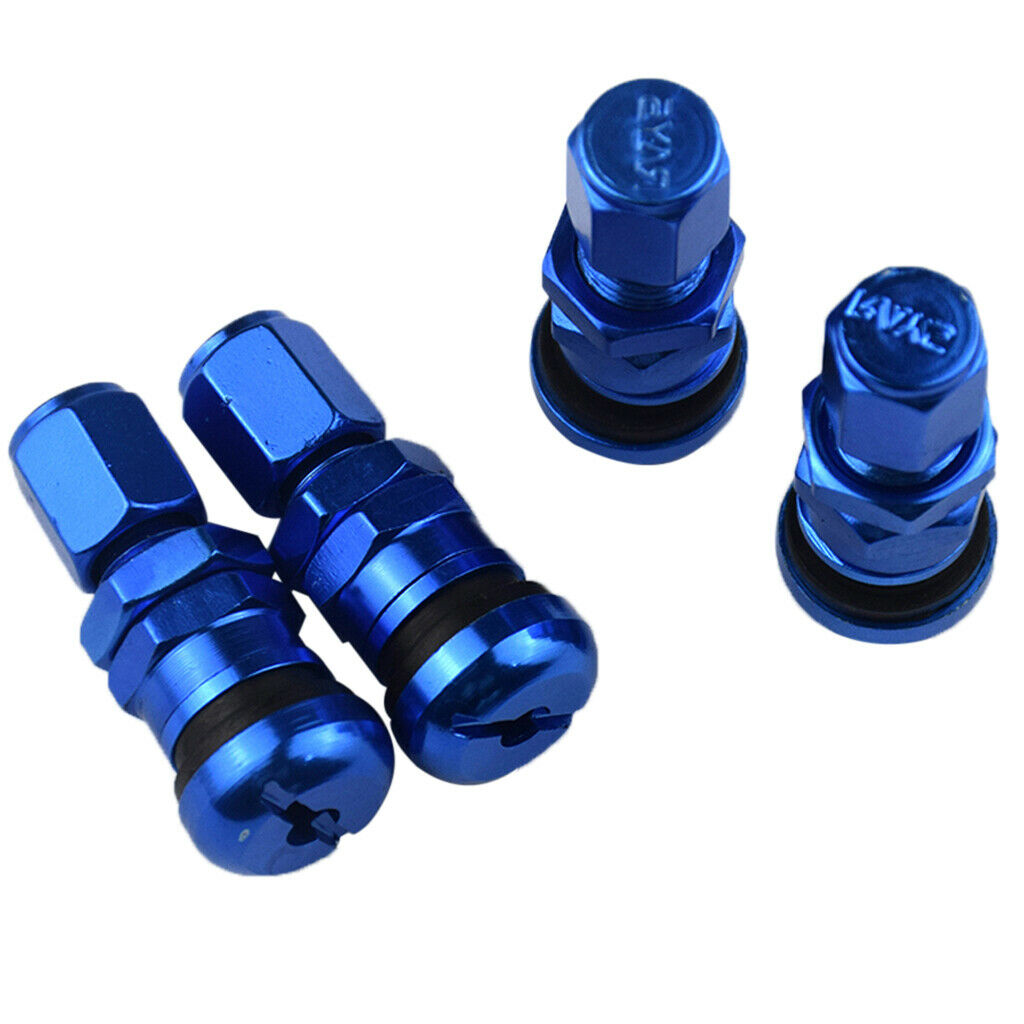 4x Blue Aluminum Auto Car Tubeless Wheel Tire Valve Stems Adapter