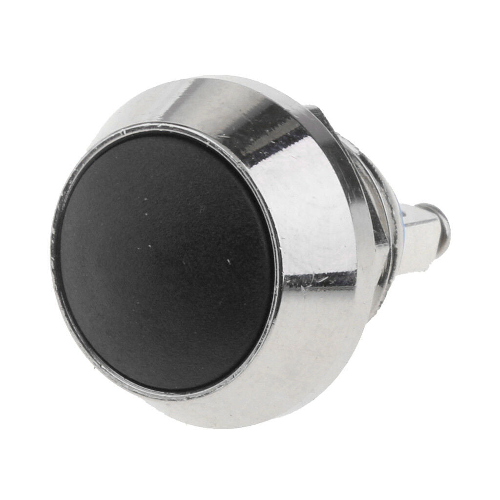 12mm Metal Latching SPST Srcrew Terminal Push Button Auto Reset Switch Black