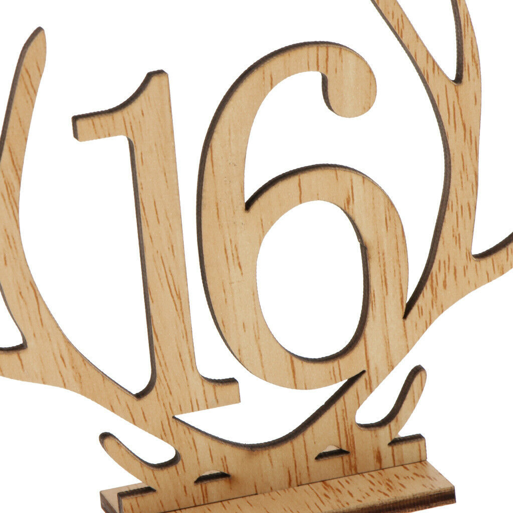 Wooden Antler Freestanding 1-20 Table Number Sign Stand Wedding Table Decor