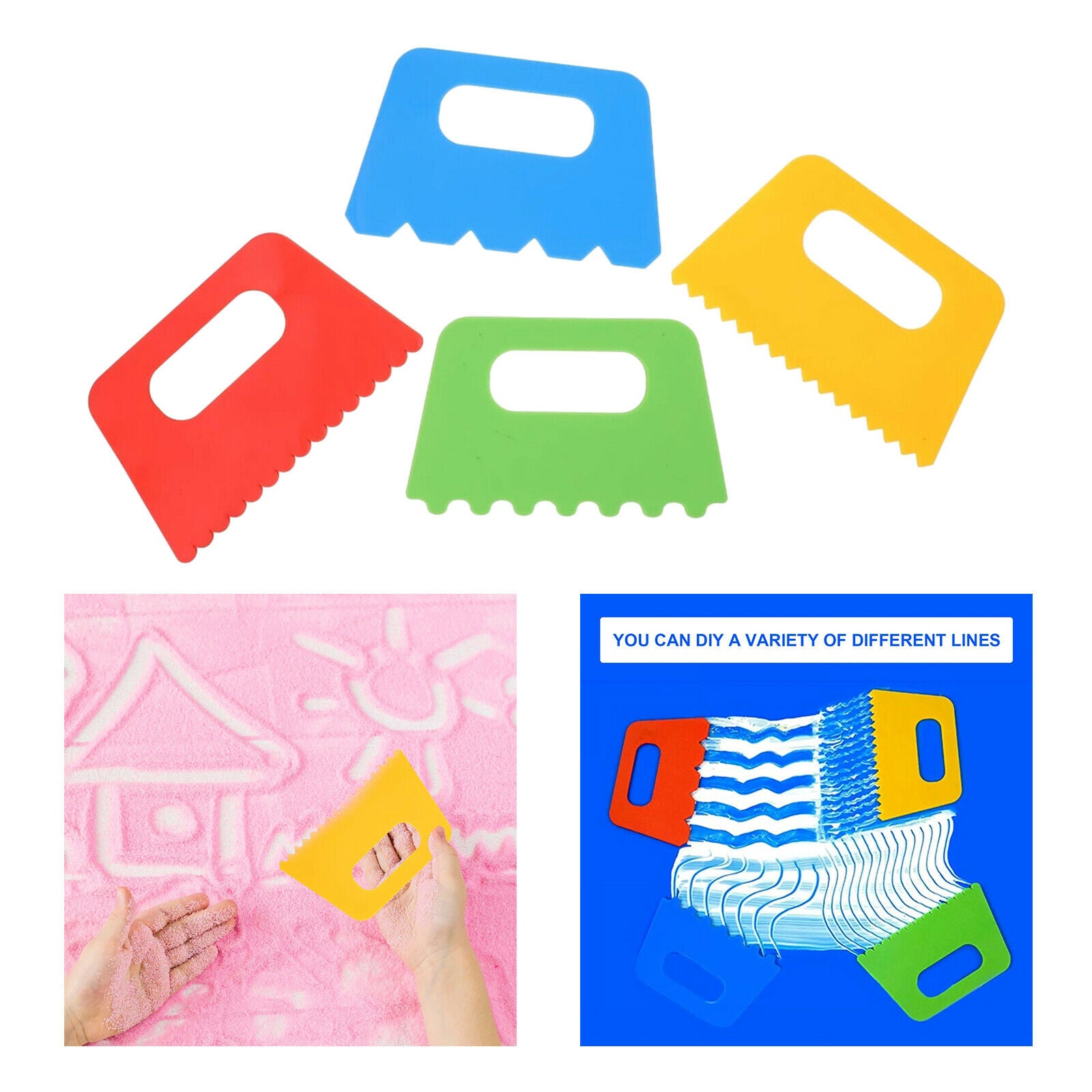 Paint Scraper Set Kids Toddlers DIY Line Graffiti Brushes Tools Supplies