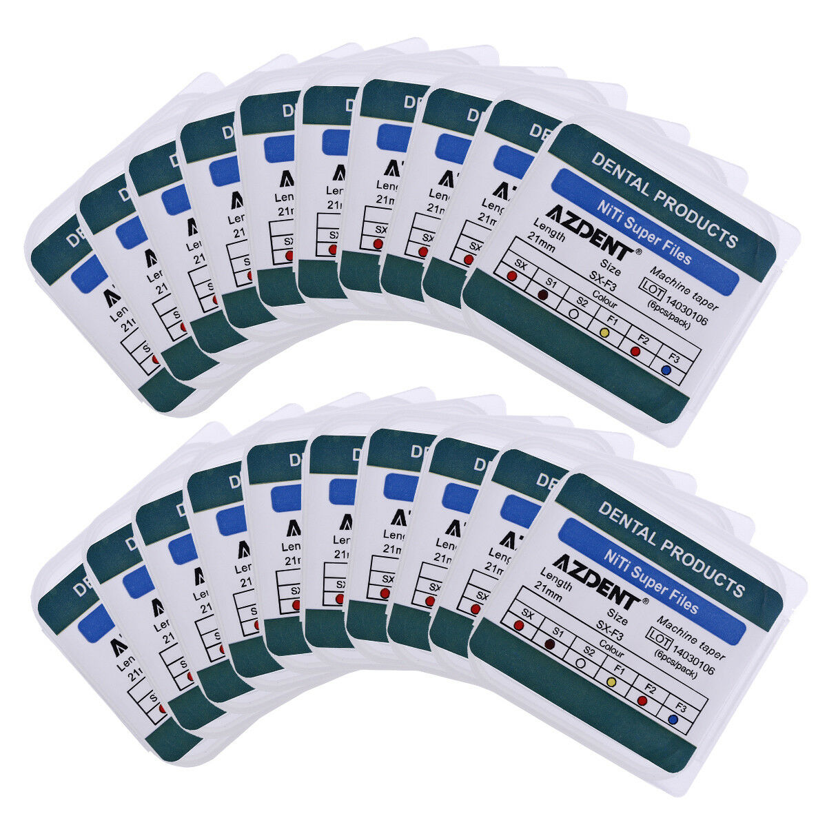 100 Kits Dental Engine Use NiTi Super File Rotary File 21mm 6PCS/Box AZDENT