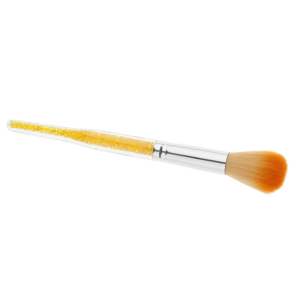 Nail Art Brush Dust Clean UV Gel Powder Remover Rhinestone Handle - Yellow, 18.4