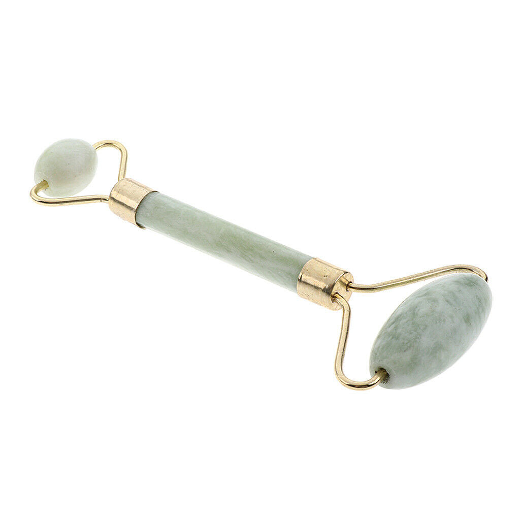 Women Home SPA Double Head Natural Jade Stone Facial Massage Roller Face Neck