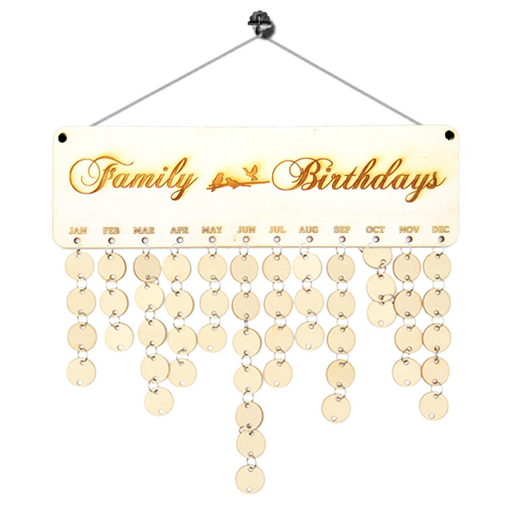 Family Birthdays Reminder Calendar Wooden Board Hanging Plaque Accessories